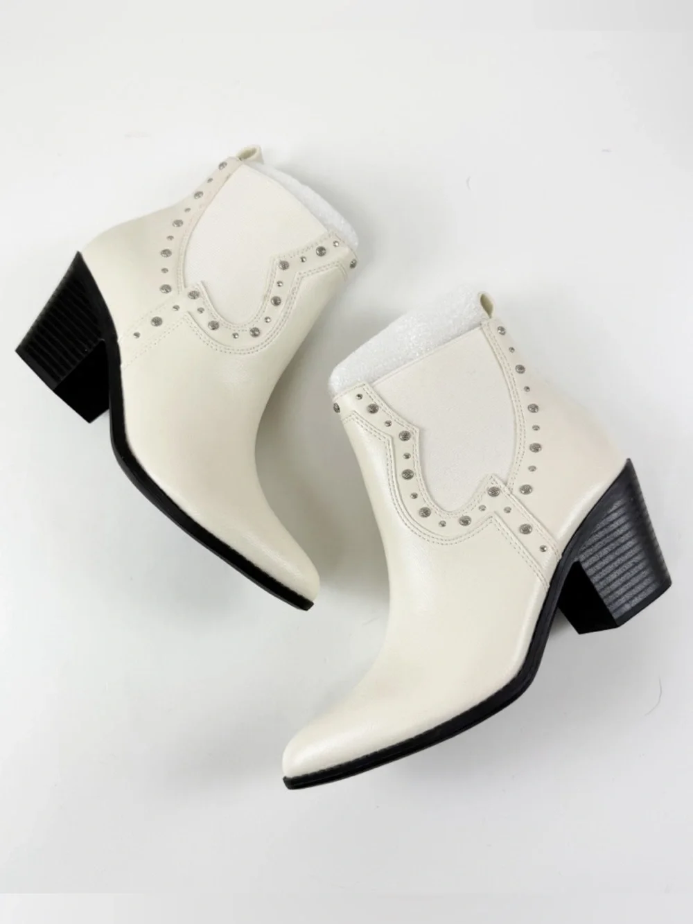 Sun + Stone Indiana Cowboy Booties Womens White 5M NEW